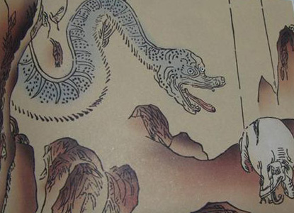 촉음燭陰(胡文煥(明), ‘산해경도(山海經圖)’ 뱀의 몸에 인간의 얼굴을 가진 촉음이 눈을 뜨면 낮이 되고 눈을 감으면 밤이 된다. 또 그가 입김을 토하면 겨울이 되고 입김을 내쉬면 여름이 된다. 촉음은 물을 마시지도 음식을 먹지도 않으며 숨을 쉬지도 않는다. 그가 숨을 쉬면 바람이 된다.