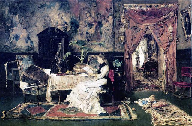 미할리 문카시가 1877년에 완성한 그림 ‘파리지엔의 집안 풍경’.
