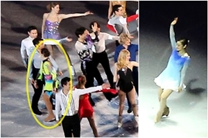 홀로 김연아 외면하는 소트니코바.