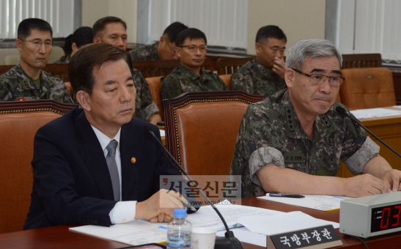 윤일병 사건. 한민구(왼쪽) 국방장관. 권오성 육군참모총장.