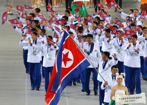 <아시안게임> 북한 선수단 입장
