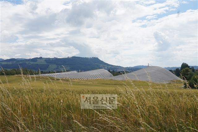 세 개의 물결 모양을 이루는 미술관 건물은 이탈리아 건축가 렌조 피아노의 작품이다. 뒤편으로 조성해 놓은 밀밭이 바람결에 일렁이면서 건물의 물결모양과 어우러져 빚어내는 풍경이 장관이다.
