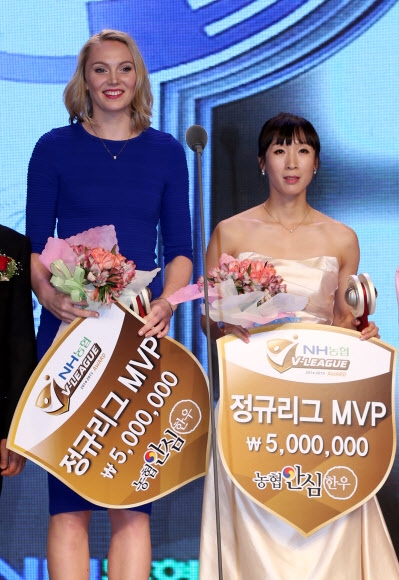 V리그 시상식, 여자부 MVP 니콜-이효희 공동 수상