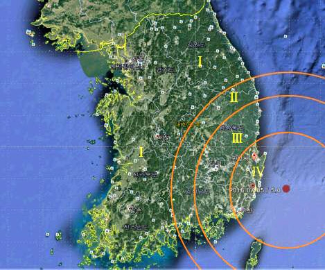 울산 동쪽 해상에서 규모 5.0 지진