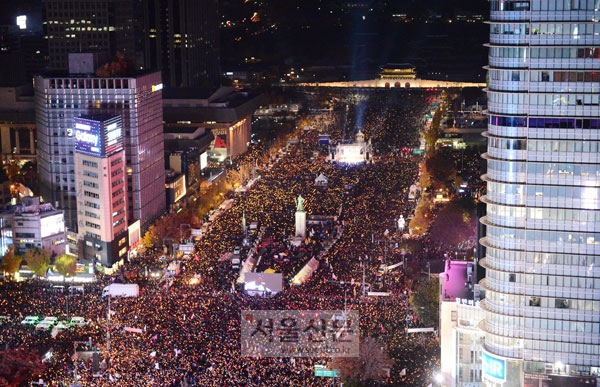 12일 프레스센터 옥상에서 바라본 광화문광장