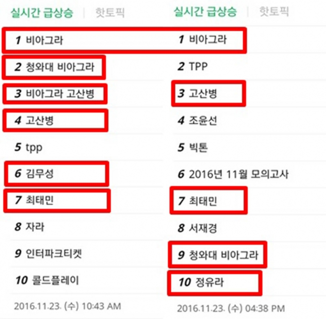 포털 검색어 도배한 청와대와 비아그라. 