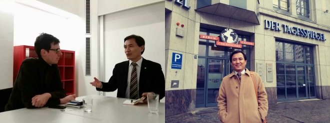독일 시사주간지 슈피겔과 인터뷰 중인 김진태 새누리당 의원. 사진출처 김진태 의원 페이스북