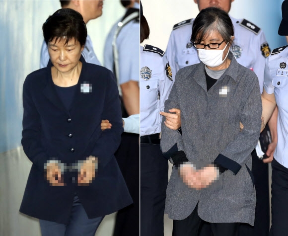 법정 향하는 박근혜와 최순실