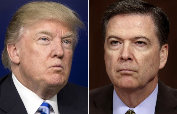 도널드 트럼프 美 대통령(왼쪽)·제임스 코미 前 FBI 국장(오른쪽). EPA 연합뉴스