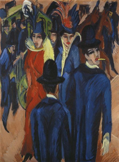 에른스트 루트비히 키르히너, ‘베를린 거리 풍경’, 1913년 (121×95㎝, 노이에 갤러리, 미국 뉴욕)