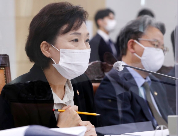 질의에 답변하는 김현미 장관