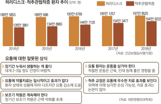 허리디스크·척추관협착증 환자 추이