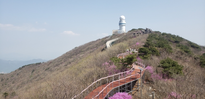 비슬산 정상 부근에 조성된 횔체어 전용 데크. 한국관광공사 제공.