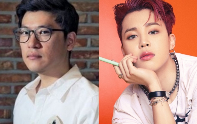 불법촬영 등 혐의로 재판을 받고 있는 정바비(왼쪽)가 참여한 곡 ‘필터’가 다음달 발매되는 방탄소년단 새 앨범에 재수록되면서 논란이 일고 있다. ‘필터’는 2020년 2월 발매 앨범에도 수록됐던 곡으로 방탄소년단 멤버 지민(오른쪽)의 솔로곡이다. 유어썸머·빅히트뮤직 제공