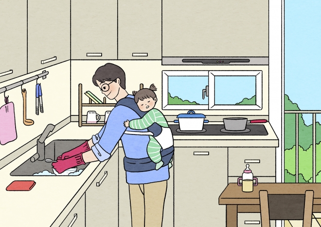 설거지 하는 아빠. 아이클릭아트