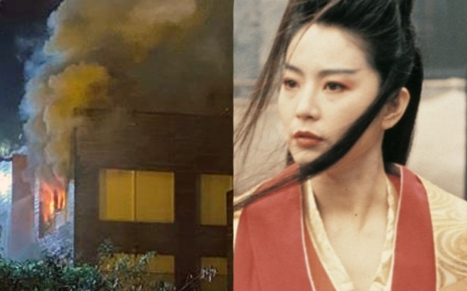 린칭샤의 저택에서 발생한 화재. 홍콩 동망 캡처, 영화 ‘동방불패’ 스틸컷