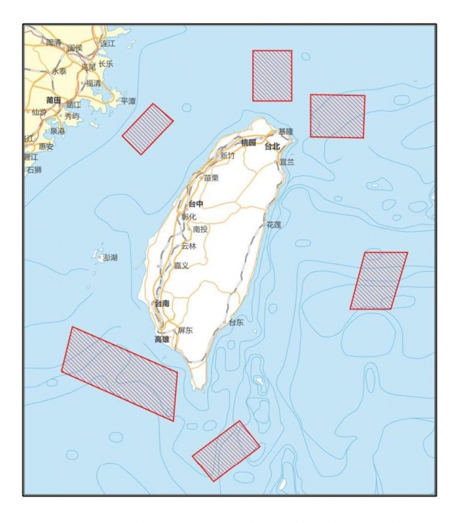 중국이 예고한 대만 주변 사격 훈련 지역