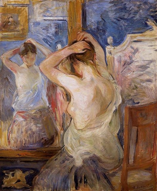 베르트 모리조, ‘거울 앞에서’, 19세기 말 (55×46㎝, 피에르 지아나다 파운데이션, 스위스 마르티니)