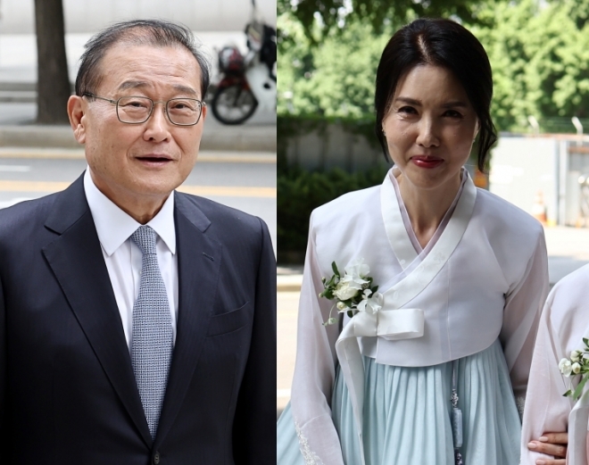 정몽원 HL그룹 회장과 백지연 전 앵커. 연합뉴스