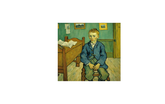 AI 이미지 생성기 캔바(Canva)가 ‘시험을 망친 10세 소년을 고흐 스타일로 그린’ 그림.