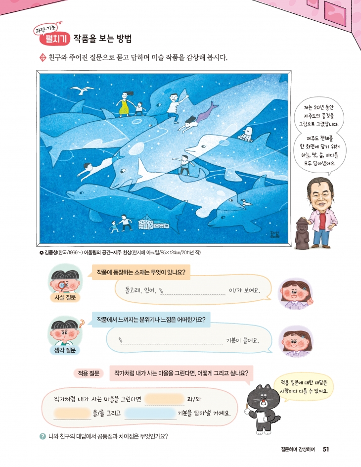 미술교과 51페이지에 실린 김품창 작가의 ‘어울림의 공간~제주환상’ 작품. 김품창 작가 제공