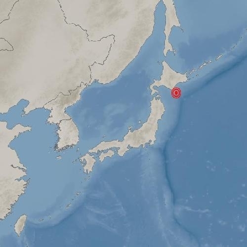 일본 홋카이도 앞바다에서 2일 오전 3시 52분쯤 규모 6.3 지진이 발생했다. 지진이 표시된 지도. 기상청 제공